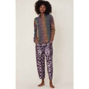 Raquel Allegra Cashmere Crew Dusty Rainbow Tie Dye Sweater 1/S
